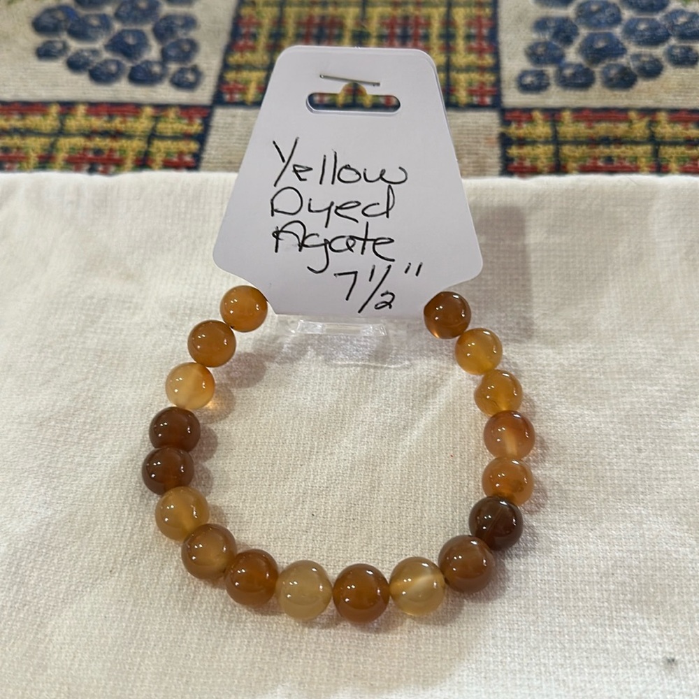 Beautiful Hand Crafted Yellow dyed Agate Stretch Bracelet